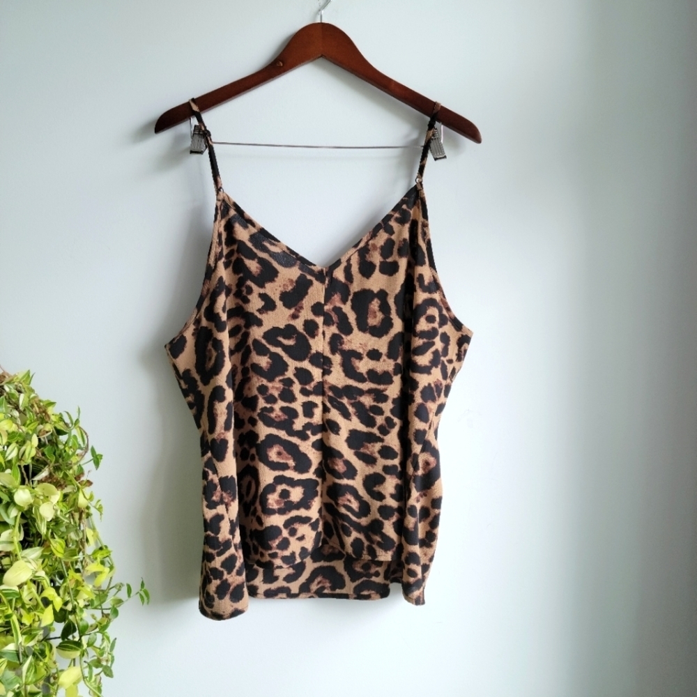 Shein Curve Leopard Spaghetti Strap Tank - Size US 2XL